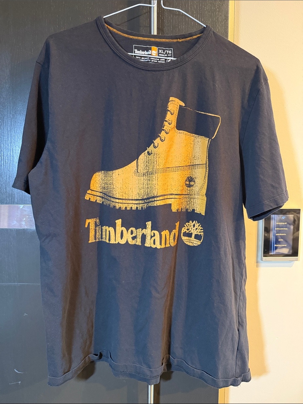 Timberland Black Tee with Golden Boot Graphic